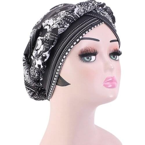 Womens Fashion Turban Indian Style Head Wrap Cap Hat Hair Cover Headband various print design hair accessories muslim hijab