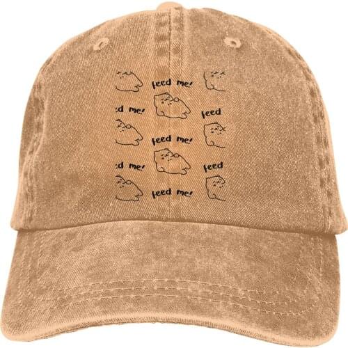 Adjustable Solid Color Baseball Cap Feed Me! - Tubbs Chiffon Washed Cotton Neko Atsume Kitty Collector Games Sports Woman Hat