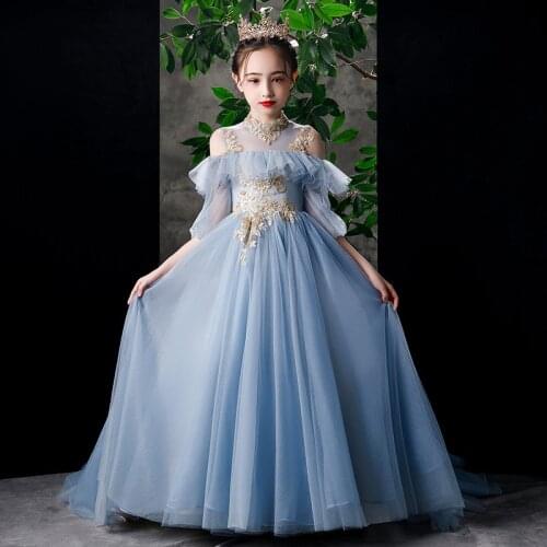 Girl Lace Embroidery Christmas Party Dress sequins Wedding Gown Formal Birthday Kids Dresses For Girls Teen Clothes 2-12Yrs