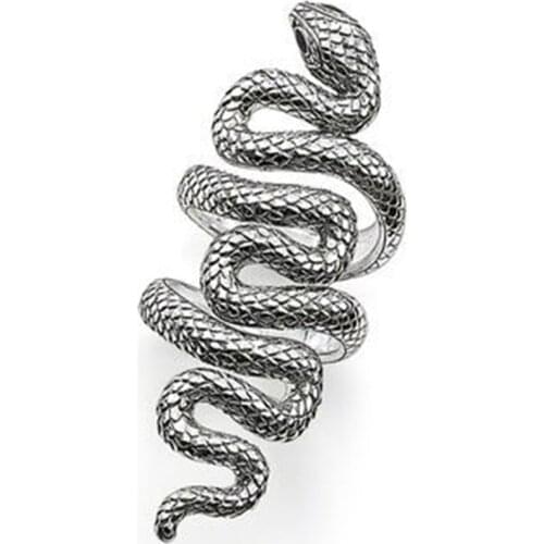 Silver Openable Double-Ringed Snake Rings, Long Thomas Style Winding Ring Jewelry Open Mouth Snake Ring Gift for Women Men