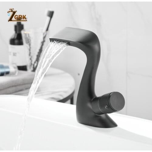 Black Faucet Bathoom Waterfall White Sink Mixer Cold And Hot Water Sink Faucets Deck Mounted Single Hole Basin Sink Taps