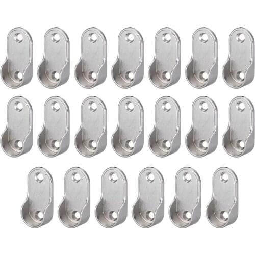 Uxcell Zinc Alloy Oval Closet Wardrobe Rod End Supports, Fit Rod Dia 22mm 20 PCS
