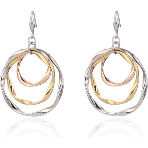Vintage Hanging Circles Geometric Earrings Mix colors Gold Elegant Dangle Earrings For Women 2021 Fashion Jewelry Gifts