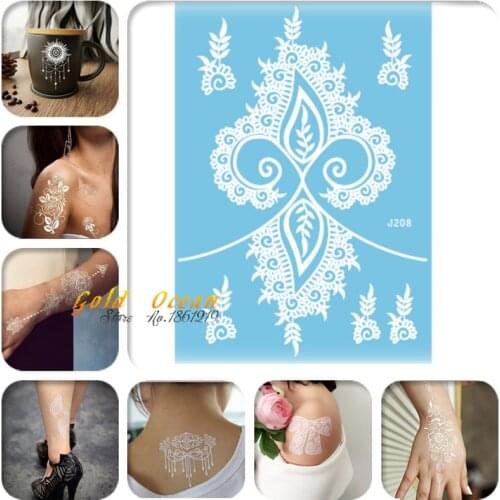 1PC Long Lasting White Henna Temporary Tattoo Stickers GJ208 Fire Design Indian Totem Tattoo Paste Henna Women Wedding Pattern