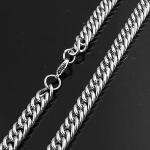 10mm Fashion Thin Double Cuban Curb Link Chain Mens Womens Necklace Or Bracelet Stainless Steel Unisexs Jewelry 7-40inch Hot