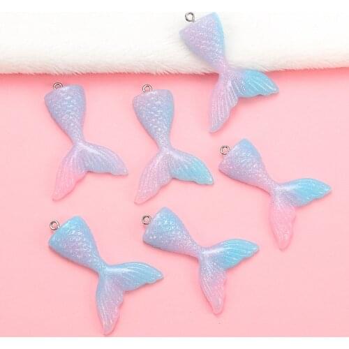10PCS Resin Multi Color Mermaid Tail Charms Pendants Handmade Hanging Decoration Findings Jewelry Making Accessories