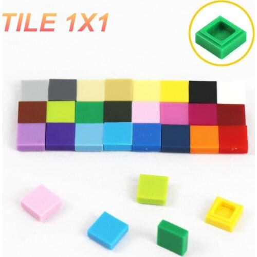 100pcs Flat Tiles 1 x 1 MOC City Building Pieces Parts 3070 DIY Army Truck Accessory Children Toys Compatible with Small Blocks