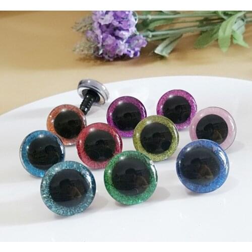40pcs/lot---16mm & 20mm & 24mm clear trapezoid plastic safety toy eyes + glitter fabric + white washer--size & color option