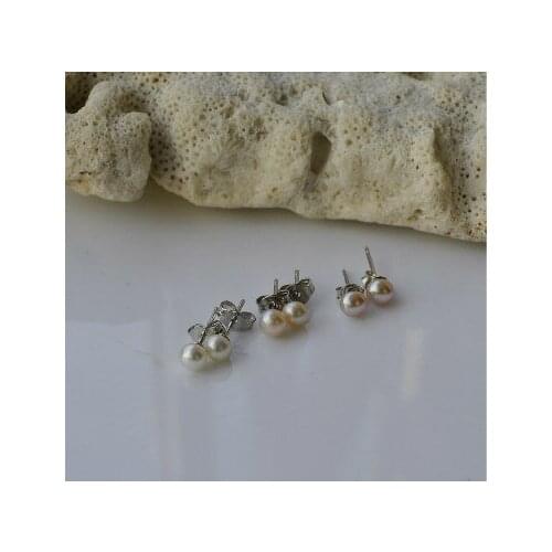 925 Silver 4-5MM Mini Cute Lovely Small Size Natural Fashion Freshwater Pearl Stud Earrings Jewelry Nice Gift for Girlfriends