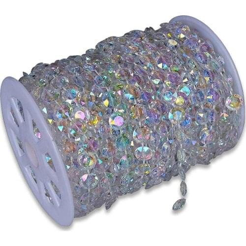 99feet DIY Iridescent Garland Diamond Acrylic Crystal Beads Strand Shimmer Wedding decoration supplies
