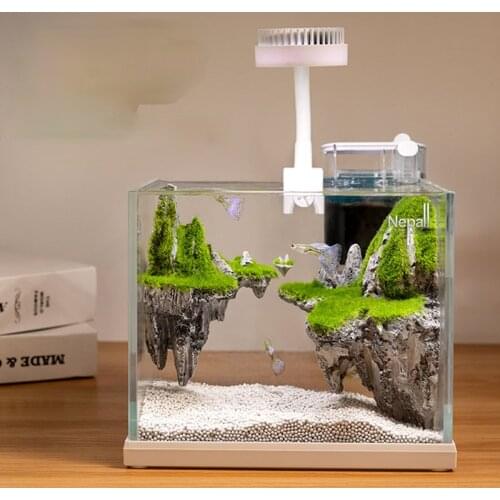Fish Tank Aquaponics Ecosystem Small Water Garden Ecological Fish Tank Aquarium Transparent Aquarium