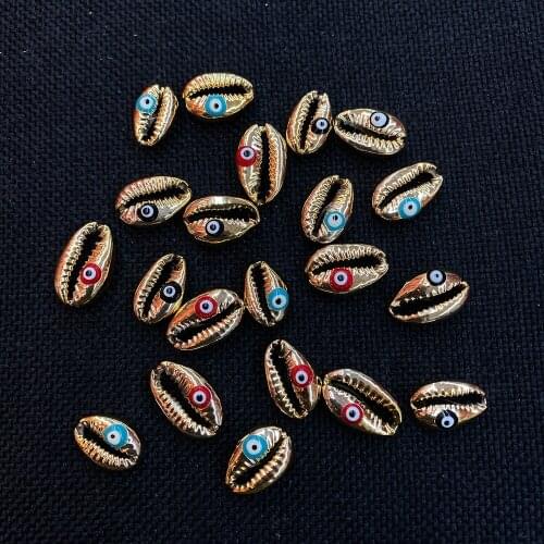 10Pcs/pack Natural Conch Shell Loose Beads Evil Eye Beads Electroplating Gold DIY for Making Necklace Bracelet 15-20mm Size