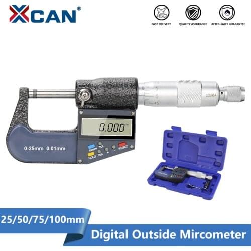 XCAN Mircometer 0-25/50/75/100mm Digital Outside Mircometer Accuracy 0.001mm Digital Caliper for Out Diameter Measuring Tool