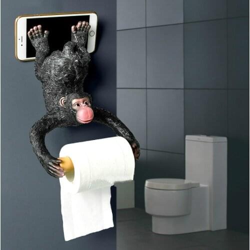 European Style Bathroom Monkey Tissue Holder Roll Holder Toilet Paper Holder Resin Waterproof Paper Holder Wall Hanging