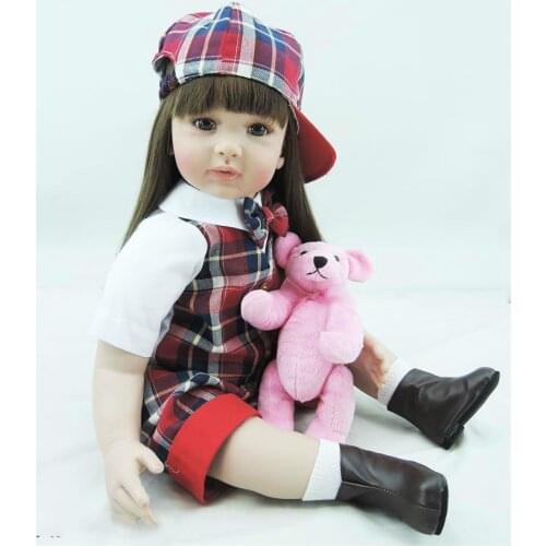 22inch Soft Vinyl Reborn Toddler Dolls Brinquedo Toddler Baby Dolls Girls Childrens Day Gifts Toy Dolls In School Uniforms Doll