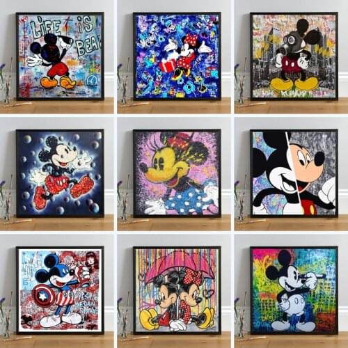 Disney Cartoon Mickey Mouse Street Graffiti Art Canvas Painting Print Canvas for Living Room Home Decor Cuadros boy Gift