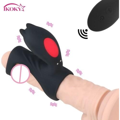 IKOKY Dildo Vibrator Cock G-spot Stimulator Sex Toys for Men Women Male Penis Vibrating Ring Delay Ejaculation Clitoris Massager