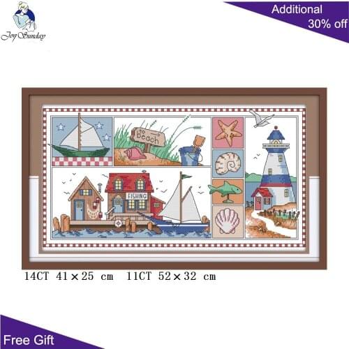 Joy Sunday Impression Of Sea Home Decor K170 Counted and Stamped Impression Of Seas Needlework Embroidery DIY Cross Stitch kits
