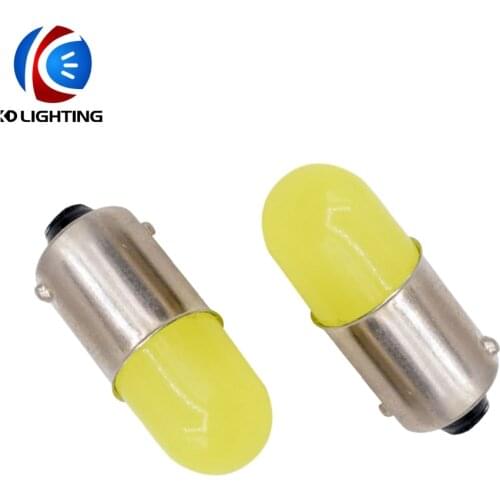 KD 10pcs X BA9S COB Round 3D Led T4W 1 SMD 1.5W Car License Plate Light Turn Signal Bulb Parking Lights Door Lamp White 12V