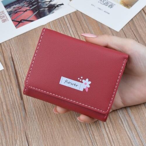 Womens Short Wallet PU Leather Tri-Fold Photo Card Holder Clutch Female Portable Coin Money Bag Mini Fashion Hasp Purses