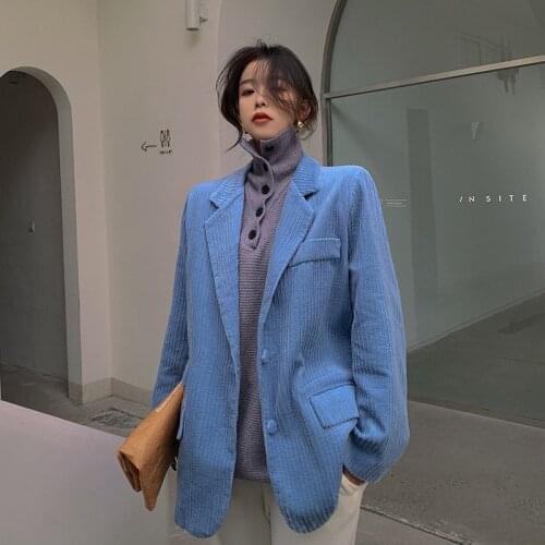HOT Autumn and winter Womens suit Thickening Corduroy suit Right angle shoulder profile All-match Elegant Tops Leisure suit