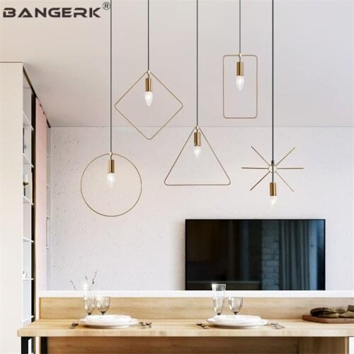 BANGERK Creative Geometry Modern LED Pendant Light Loft Iron Single Head Hanging Lamp Home Decor Indoor Lighting Fixtures