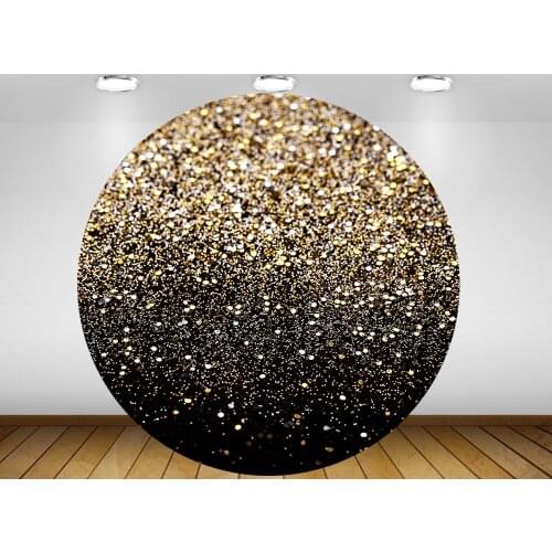 Round circle background backdrop Golden glitter baby shower birthday party decor candy table banner fabric YY-212