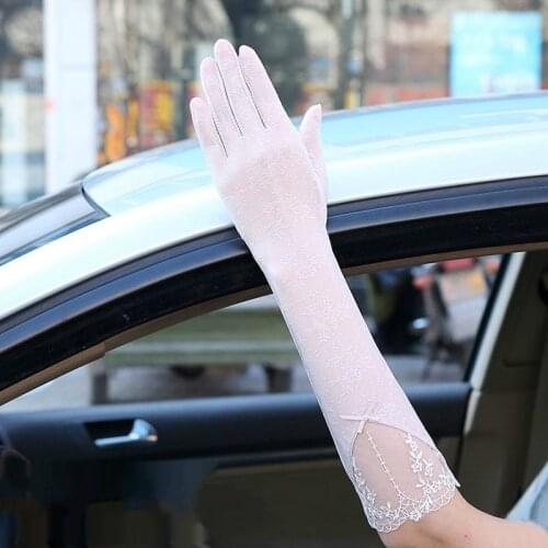 Cool Lace Gloves Summer Fashion Long Lace Sunscreen Gloves Womens Anti-Uv Touch Screen Gloves Thin Breathable Gloves