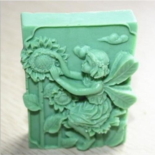 Square Shape Flower Fairy Soap Making Tool DIY Handmade Candle Silicone Mold Rectangle Soap Mould Craft Cake Decorating