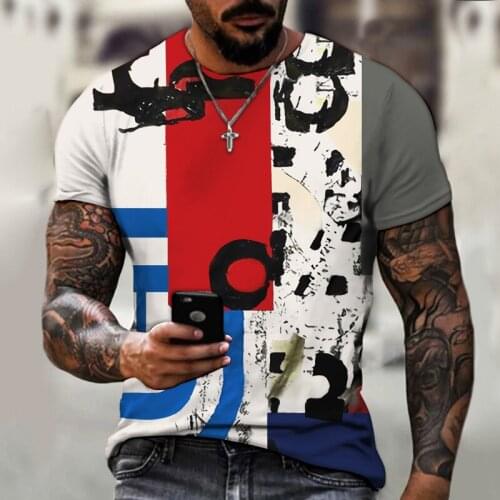 Colorful T-shirt 2021 Summer New 3d Printing Fashion Personality Top Casual Sports Pullover Street Hip Hop Mens Short Sleeve