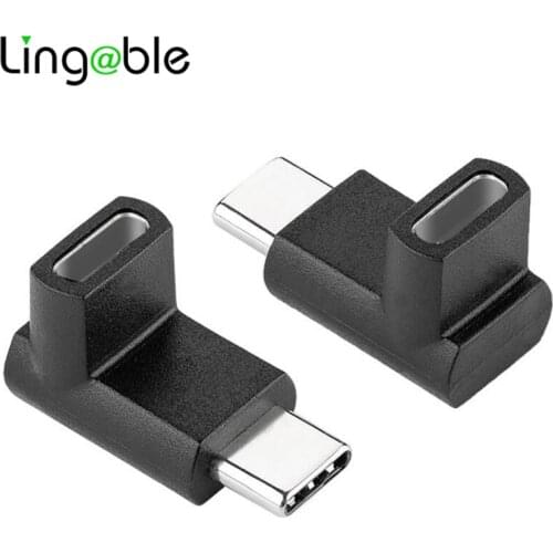 Lingable 90 Degree Right Angle USB 3.1 Type C Male to Female Converter USB-C Adapter For Smart Phone Portable Connector USB C
