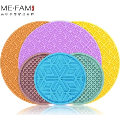 ME.FAM Round Snowflake Silicone Mat Lattice Coasters Non Slip Heat Insulation Cup Bowl Plate Pad Kitchen Office Decoration Mats