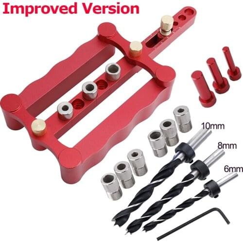 Upgraded Dowel Jig Woodworking Self-centering Doweling Jig for Dowels 6/8/10mm Drill Guid Precise Punch Locator Tools Kit