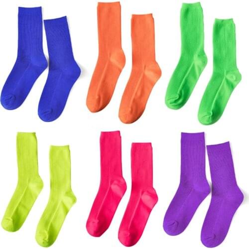 Pile Socks Fashion Cotton Socks Tube Socks with Fluorescent Color for Students