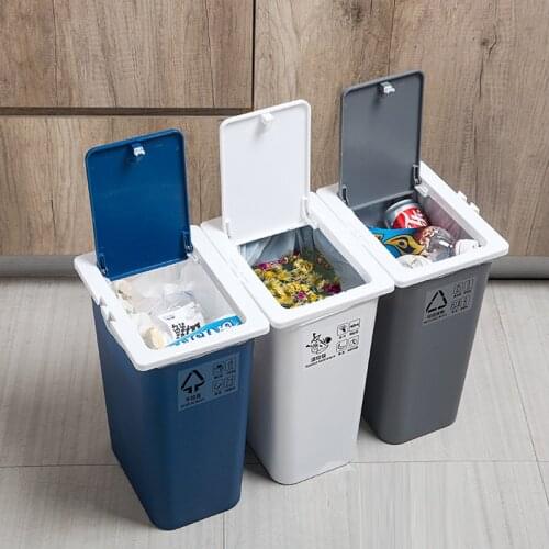 Can be connected to wet and dry classification trash can garbage bin home living room bathroom with lid large trash can