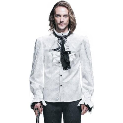 Devil Fashion Mens Gothic Long Sleeve Dress Shirt Victorian Vintage Party Dinner Lantern Sleeve Blosue