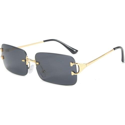 2021 Mens Luxury Brand Small Square Retro Sunglasses Frameless Rectangle Sunglasses Trimming Fashion Sunglasses