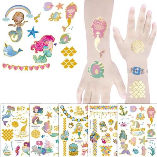Mermaid Tattoo Set Child Temporary Tattoo Sticker Body Tatoo for Kids Cute Tattoo Children Tattoo