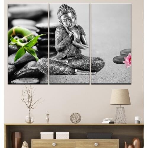 Canvas Painting Buddha statue zen orchid wall 3 Pieces Wall Art Painting Modular Wallpapers Poster Print living room Home Decor