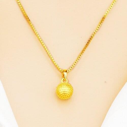 Pure 24K Gold Beads Necklace for Women Geometric spherical Necklaces & Pendants Statement Collar Womens Jewelry for Wedding