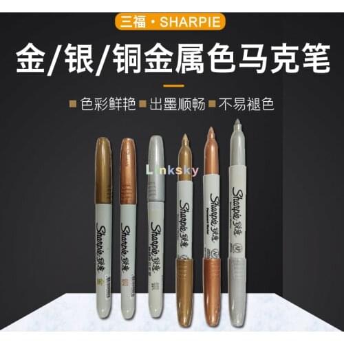 Sharpie 39100 Metallic Permanent Marker, Gold Sliver Copper Maker, Sign Pen Pengreat for Dark Surfaces Fine Point
