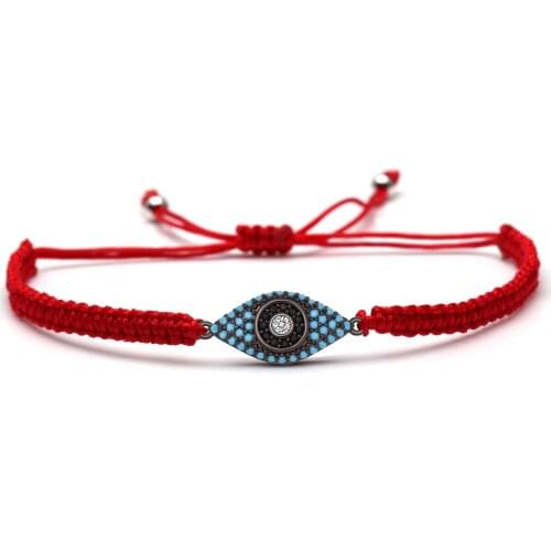 Gun Metal Evil Eye White Blue Black Zircon Crystal Macrame Bracelet Women Men Red String Braided CZ Greek Eye Cool Jewelry Gift