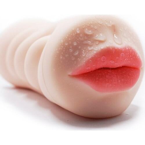 Portable Male Masturbation Cup 3D Oral Double Hole Channel Artificial Vagina Real Pussy Deep Throat with Tongue Sex Toy for Men