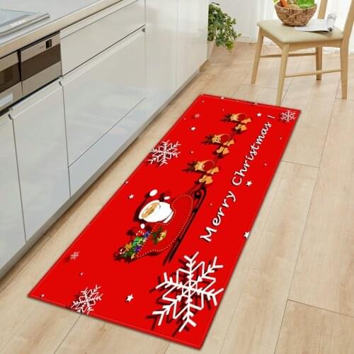 Natal 2021 Christmas Carpet Santa Claus Anti-Slip Kitchen Bathroom Room Floor Red Mat Christmas Decor For Home Xmas Ornaments
