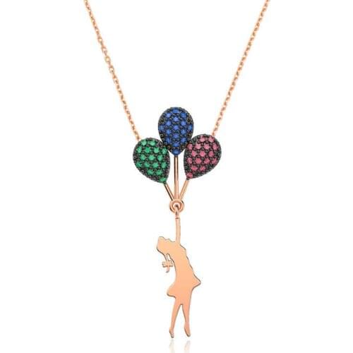 Silverlina Silver Colorful Air Bubble Girl Necklace