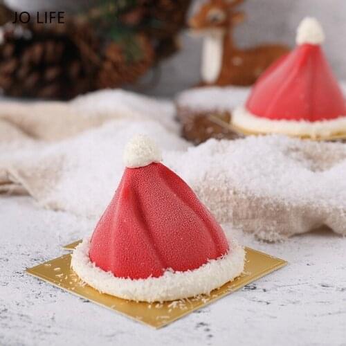 JO LIFE Silicone Mousse Christmas Cap Cake Decoration Mold Party Hat Dessert Pudding Jelly Baking Moulds