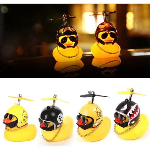 Luminous Shine Airscrew Helmet Standing Duck Broken Wind Small Yellow Duck Bike Motor Riding Cycling Lights Car Accessories
