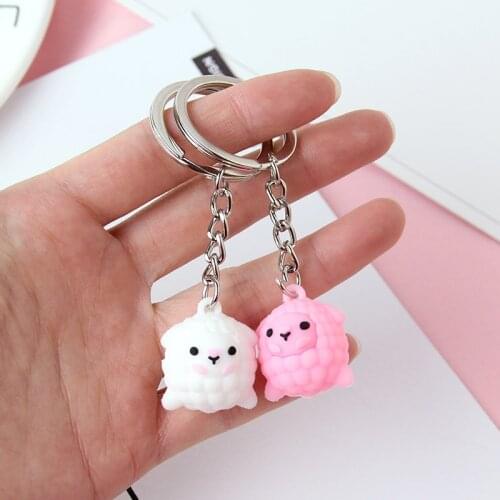 Funny Cute Cartoon Animal Keyring Sheep Silicone Doll Keychain Couple Women Men Girl Key Bag Decoration Pendant Gift Key Chain