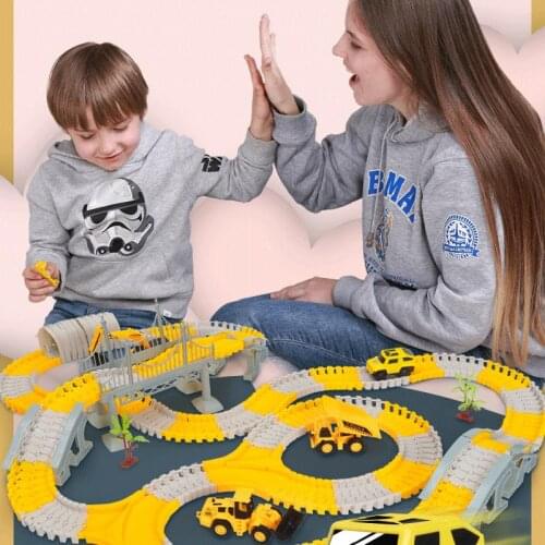 Railway Electric Car Track Toys DIY Flexible Variety Magical Road Kits Rail Car Engineering Vehicle Track Toys for Children Gift
