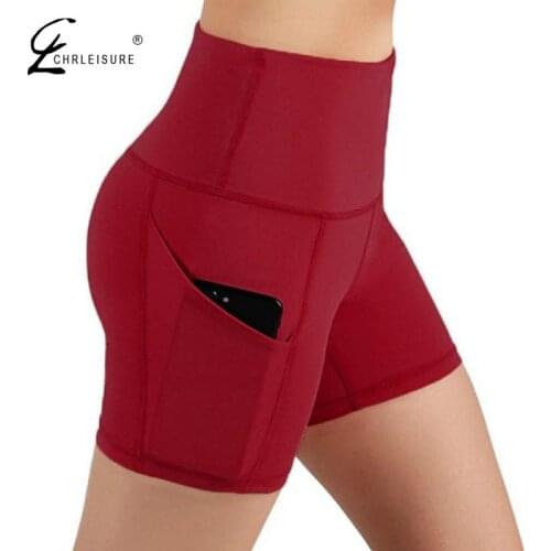 CHRLEISURE Womens Shorts with Pocket High Waist Skinny Short Hip Stretch Clothes Slim Solid Casual Shorts